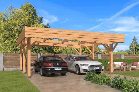 Carport toit plat 6.5 x 6.18 m en Douglas