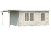 Abri de jardin bois ELLA 13.1+3.9 m² Palmako – 28 mm – Avec extension – Toit plat