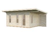 Studio de jardin bois PALMAKO Grace 12,4 m² + 4,1 m² – Toit plat – 56 mm