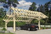 Carport asymétrique 5,41 x 6,3 m en Epicéa traité