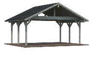 CARPORT en bois ROBERT 20.6 traité et teinté Gris