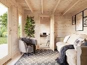 Studio de jardin bois PALMAKO Grace 12,4 m² + 4,1 m² – Toit plat – 56 mm