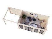 Studio de jardin Palmako Aurelia 15,2 + 7,9 m² bois naturel non traité