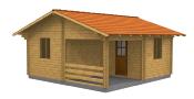 Chalet en Bois ANITA - 32m² en Madriers 40 mm avec Terrasse Couverte