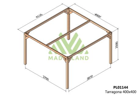 PERGOLA TARRAGONA - 16 m² - Autoportée -Dim(cm): 400 x 400