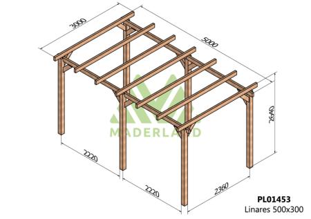 PERGOLA LINARES - 15 m² - Autoportée -Dim(cm): 500 x 300