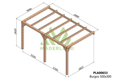 PERGOLA BURGOS- 15 m² - Adossable -Dim(cm): 500 x 300