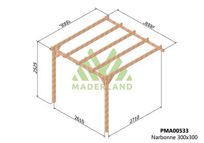 Pergola adossée NARBONNE 300x300cm