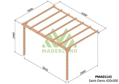 Pergola adossée SAINT-DENIS 420x300cm