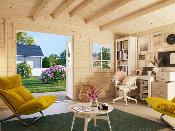 Abri de jardin BRITTA 14,6 m² en 40 mm - Peint Gris Foncé - Blanc 