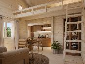 Chalet EMILY 40.1+5.2 m² - 70 mm avec mezzanine