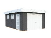 Garage RASMUS 19m² 44 mm-avec double porte en bois