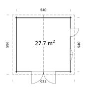 GARAGE PALMAKO ROGER 27.7 M² 70 mm AVEC DOUBLE PORTE EN BOIS