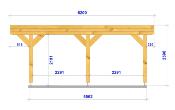 Carport toit plat 3.8 x 6.2 m en Douglas