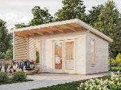 Chalet de jardin toit plat GRACE 14,5 m² – Bois massif 56 mm – Palmako