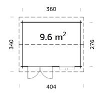 Abris de jardin IRIS 9,6 m² en 28 mm avec plancher