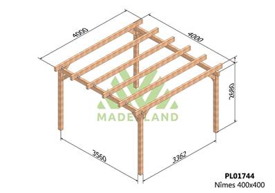 Carport NÎMES 400x400cm