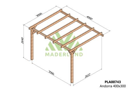 PERGOLA ANDORRA- 12 m² - Adossable -Dim(cm): 400 x 300