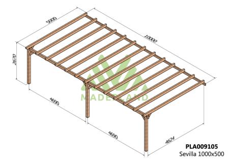 PERGOLA SEVILLA - 50 m² - Adossable -Dim(cm): 1000 x 500