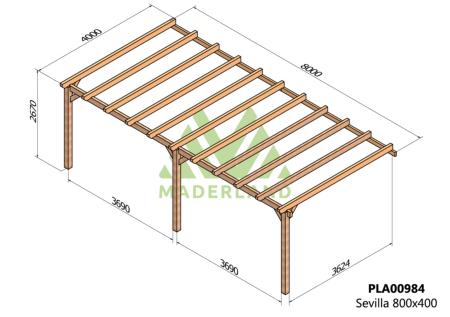 PERGOLA SEVILLA - 32 m² - Adossable -Dim(cm): 800 x 400