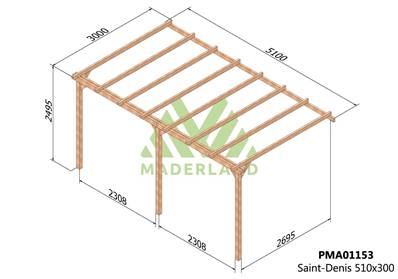 Pergola adossée SAINT-DENIS 510x300cm