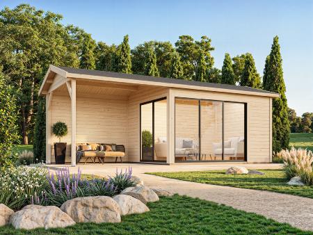 Studio de jardin bois Amanda 11,2 + 7,8 m² Slide Palmako 44 mm
