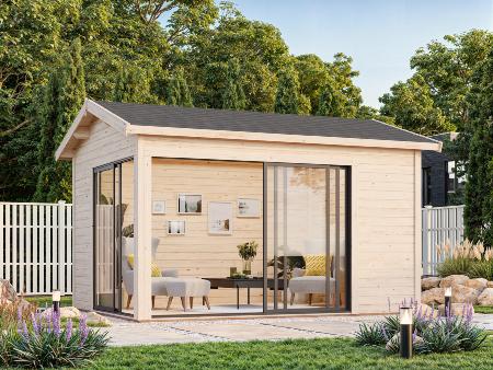Abri de jardin Amanda 11,2 m² Slide 44 mm – Bois naturel – Palmako