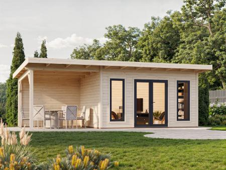 Studio de jardin Palmako Aurelia 12,7 + 7,9 m² bois naturel non traité