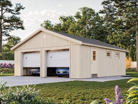 Garage bois Palmako ANDRE 44,7 m² – porte sectionnelle