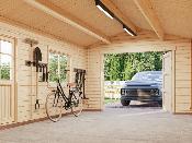 Garage en bois Palmako Roger 19 m² avec double porte en bois