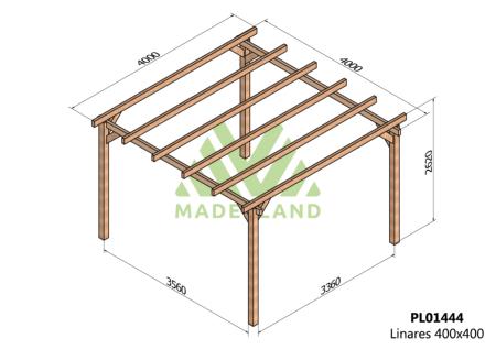 PERGOLA LINARES - 16 m² - Autoportée -Dim(cm): 400 x 400