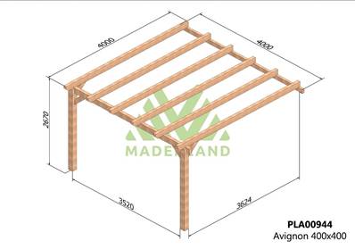 Pergola adossée AVIGNON 400x400cm