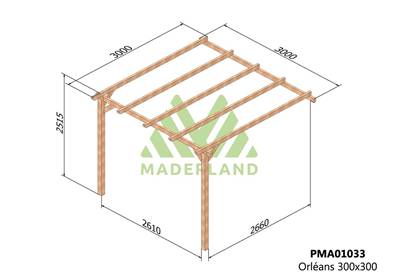 Pergola adossée ORLÉANS 300x300cm