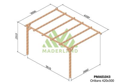 Pergola adossée ORLÉANS 420x300cm