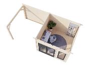 Studio de jardin Palmako Aurelia 8,4 + 7,9 m² bois naturel non traité