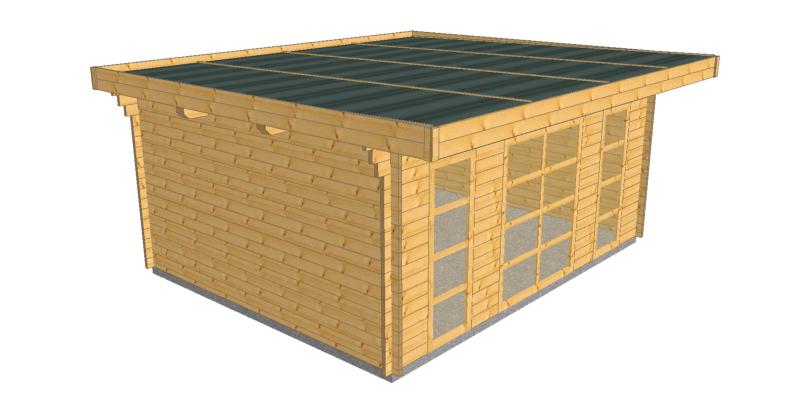 Abri bois de 20m² toit plat épaisseur 42 mm