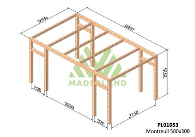 Pergola MONTREUIL 500x300cm
