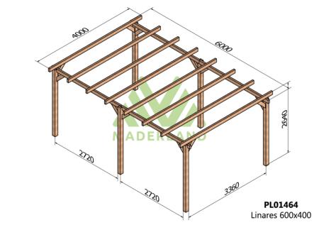 PERGOLA LINARES - 24 m² - Autoportée -Dim(cm): 600 x 400