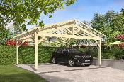 Carport double pentes 6,5 x 5,5 m en Epicéa traité