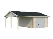 Garage bois Palmako ROGER 19,0 + 16,2 m² – 44 mm avec porte sectionnelle