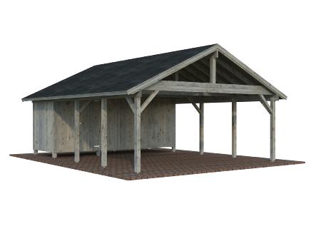 Garage carport bois Palmako Robert 40,6 m² avec abri de rangement