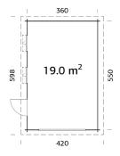 Garage RASMUS 19 m² 44 mm sans porte de Façade