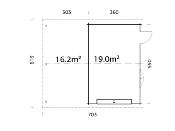 Garage bois Palmako ROGER 19,0 + 16,2 m² – 44 mm avec porte sectionnelle