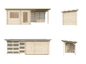 Sauna de jardin bois PALMAKO SANNA 6,8 + 5,9 m² – 44 mm – Avec auvent