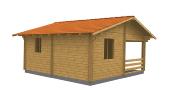 Chalet en Bois ANITA - 32m² en Madriers 40 mm avec Terrasse Couverte