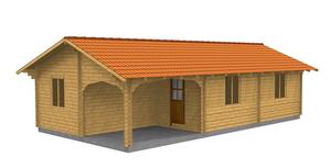 Chalet Bois CRISTINE 61m² - 2 Chambres & Terrasse 9m² | Sans Kit Menuiseries, Sans Volets Bois, Sans Plancher
