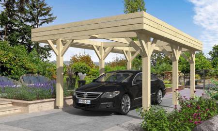 Carport toit plat 3.8 × 6.2 m en épicéa traité