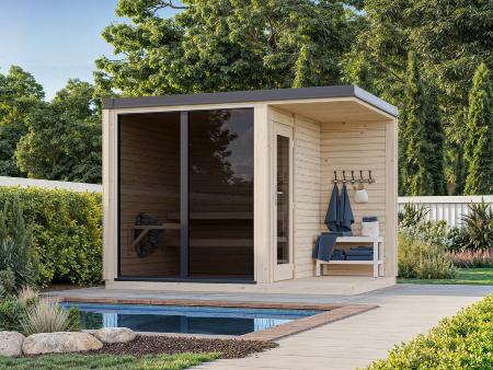 Sauna Bois Sarah 3.8m² - Bancs Double Niveau & Fenêtre - Palmako