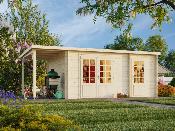 Abri de jardin bois ELLA 13.1+3.9 m² Palmako – 28 mm – Avec extension – Toit plat