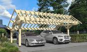 Carport asymétrique 5,41 x 7,16 m en Epicéa traité